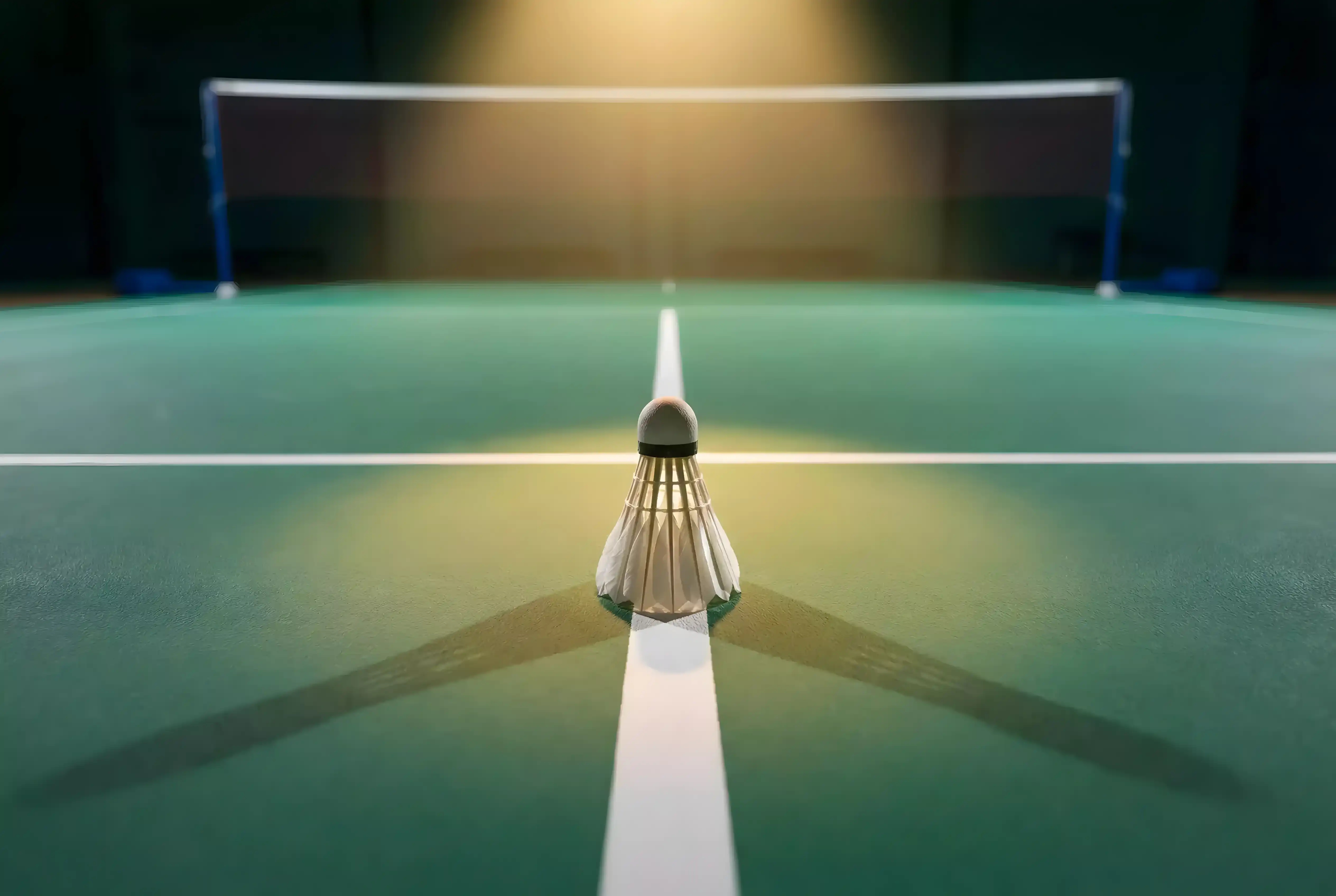 Badminton Quoten verstehen — Nahaufnahme eines Federball-Shuttles auf dem Court