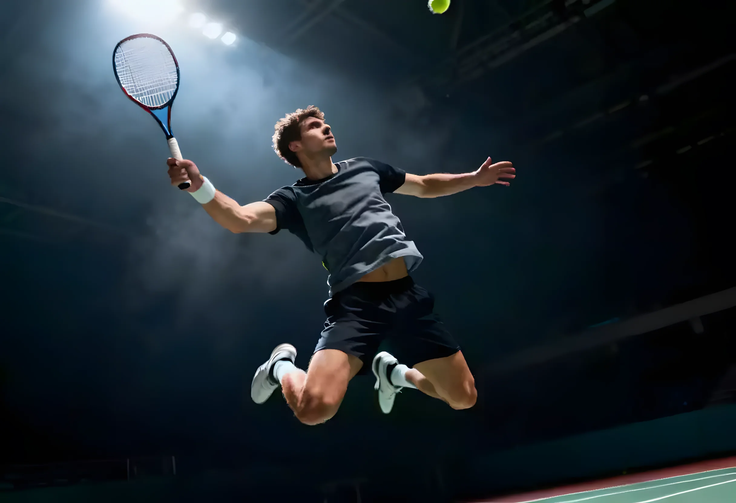 Badminton Wettarten — Spieler beim Smash im Hallenturnier